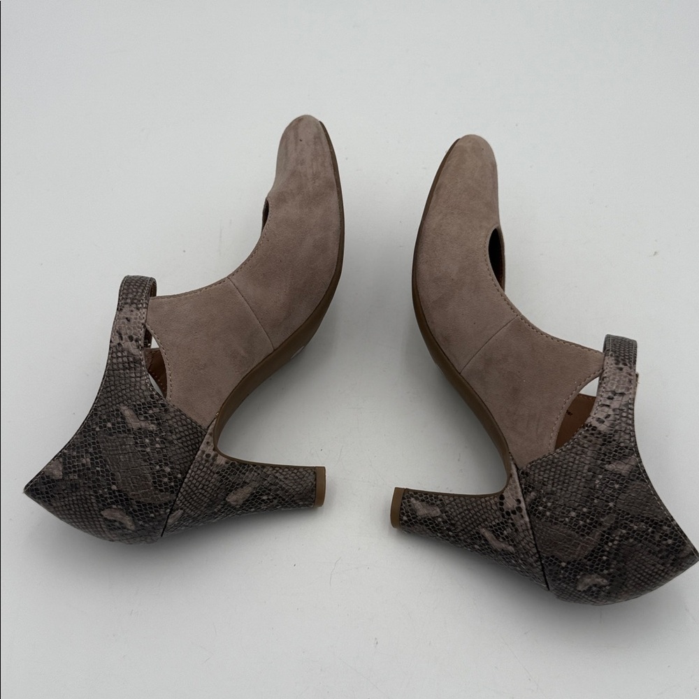 Giani Bernini  Taupe Suede animal print Women 7M Heels Mary Jane office Y2K goth - Picture 10 of 15